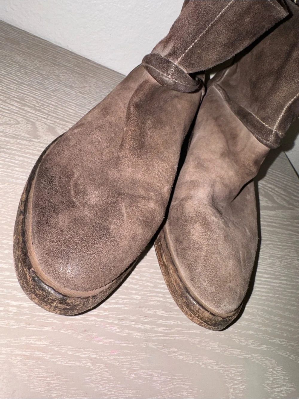 Gidigio brown Suede Distressed Leather Ankle Boots Made in Italy size 38